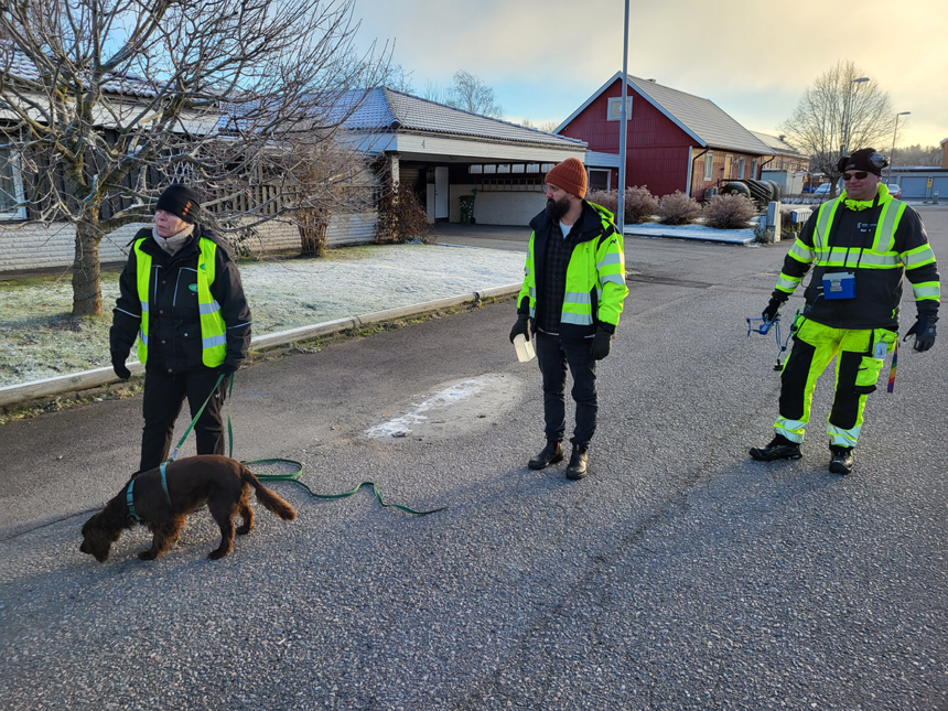 Effektiv läcksökning med fyrbent hjälp